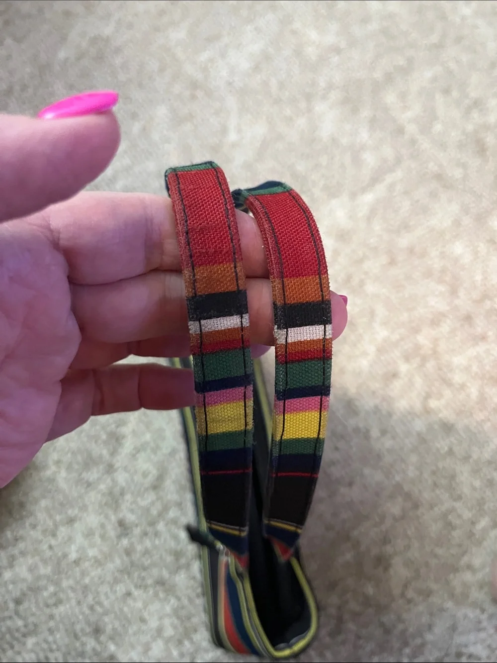 kate spade Striped Canvas Shoulder Bag in Red, Navy, Green, Yellow, Brown, Black